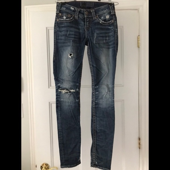 1921 Western Glove Works Destructed Skinny Jeans 24 / 32 - Picture 5 of 11